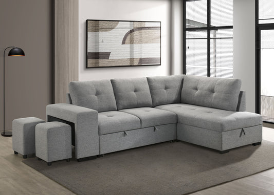 Coaster Pastrana Sleeper Sectional Sofa – Charcoal Grey