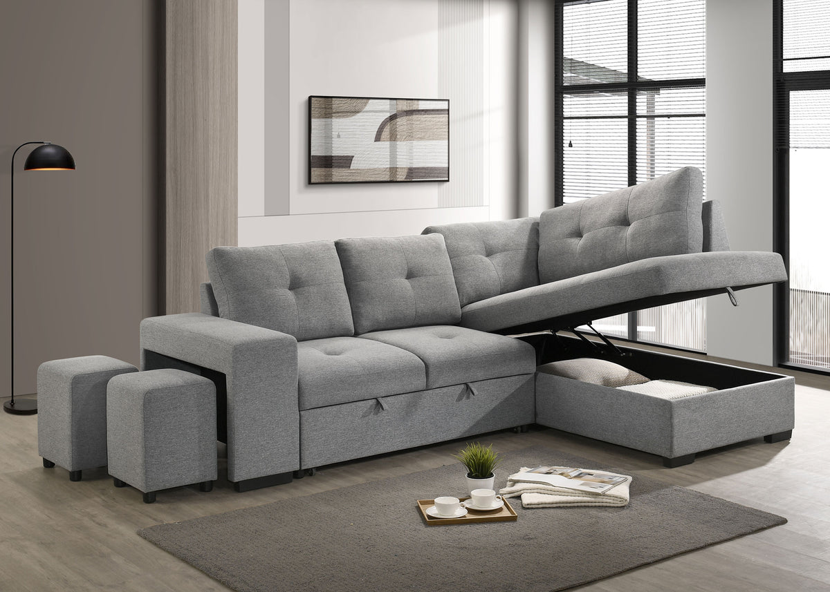 Coaster Pastrana Sleeper Sectional Sofa – Charcoal Grey