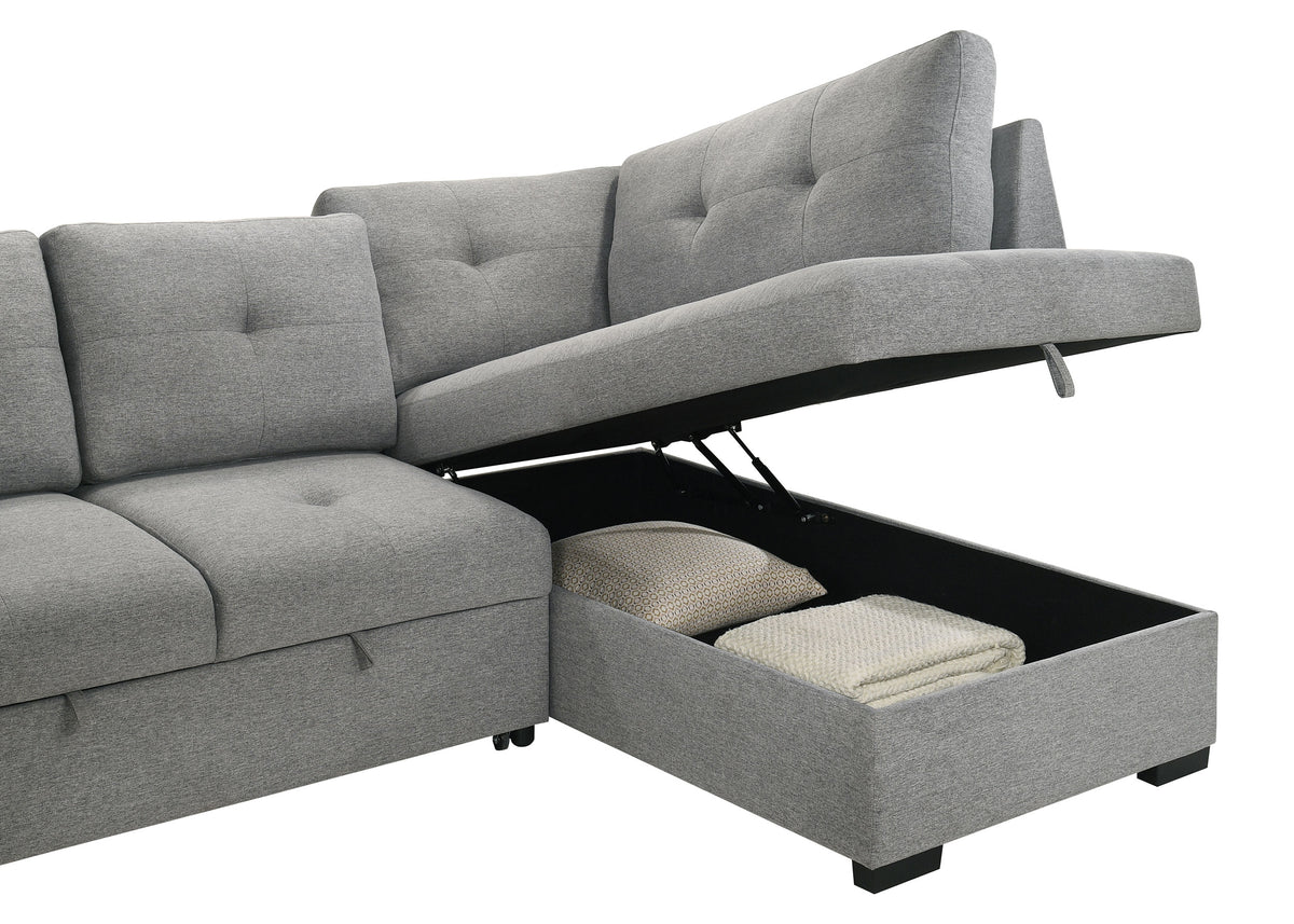 Coaster Pastrana Sleeper Sectional Sofa – Charcoal Grey