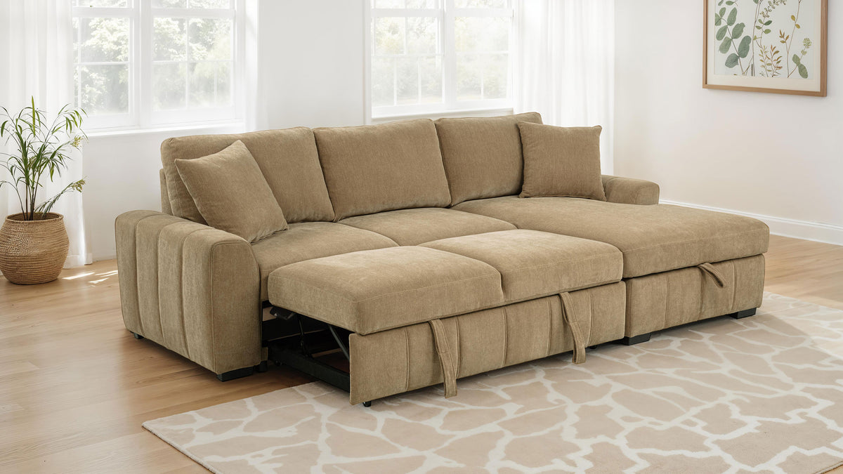Coaster Pastrana Sleeper Sectional Sofa – Camel