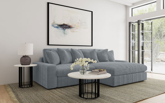 Coaster Blaine 2-Piece Reversible Sectional Sofa – Fog Corduroy