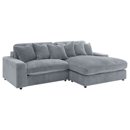 Coaster Blaine 2-Piece Reversible Sectional Sofa – Fog Corduroy