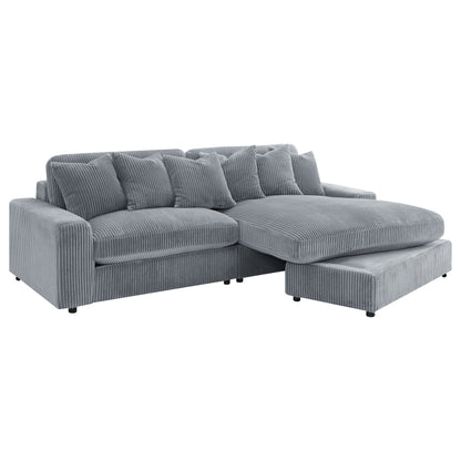 Coaster Blaine 2-Piece Reversible Sectional Sofa – Fog Corduroy