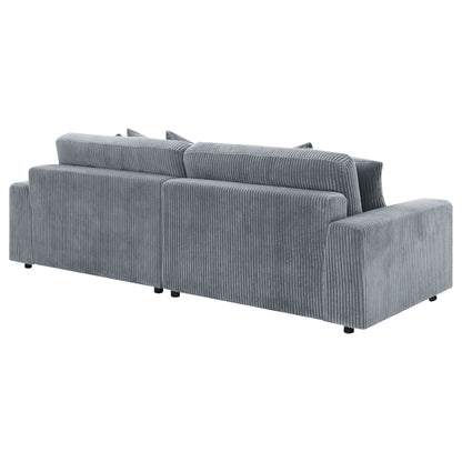 Coaster Blaine 2-Piece Reversible Sectional Sofa – Fog Corduroy