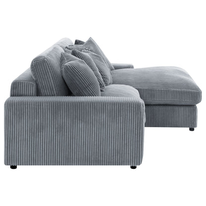 Coaster Blaine 2-Piece Reversible Sectional Sofa – Fog Corduroy