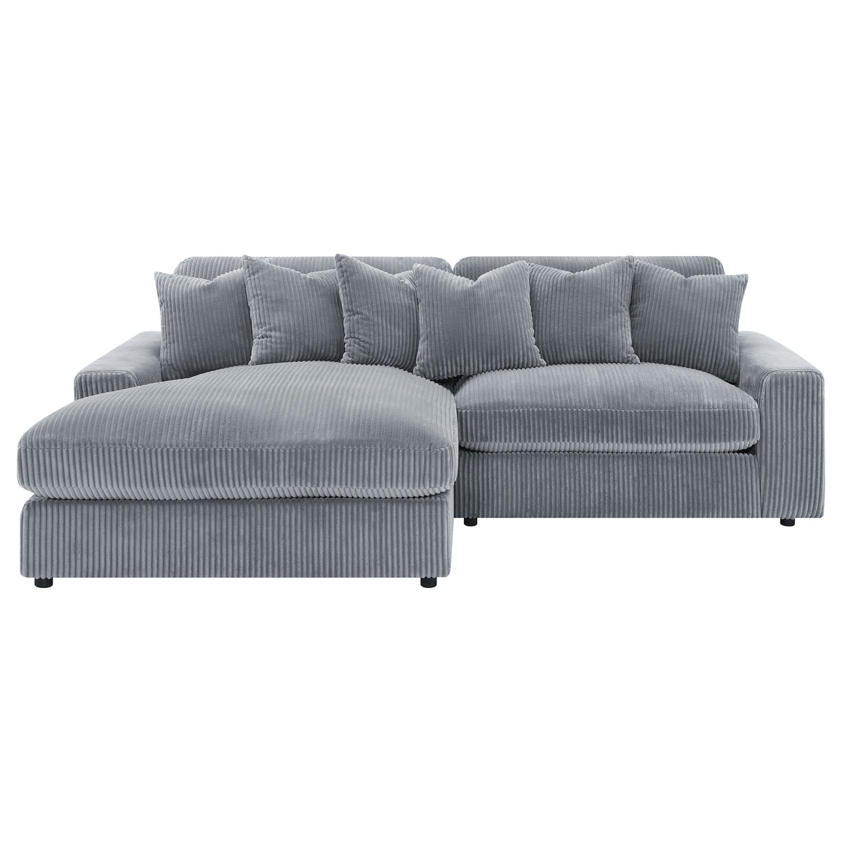 Coaster Blaine 2-Piece Reversible Sectional Sofa – Fog Corduroy