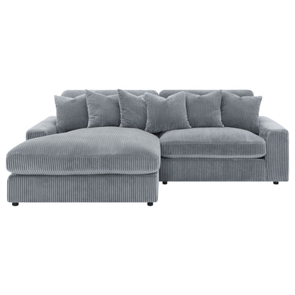 Coaster Blaine 2-Piece Reversible Sectional Sofa – Fog Corduroy