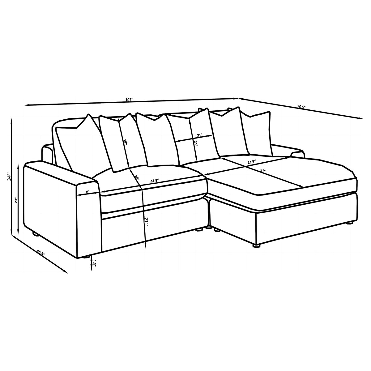 Coaster Blaine 2-Piece Reversible Sectional Sofa – Fog Corduroy