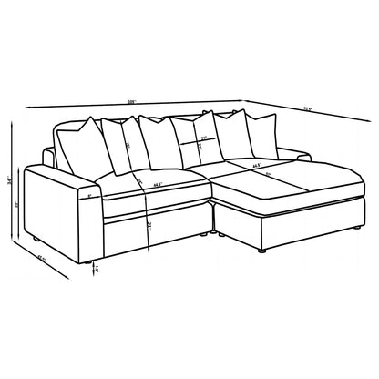 Coaster Blaine 2-Piece Reversible Sectional Sofa – Fog Corduroy