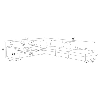CoasterEssence Serene 6-Piece Modular Sectional Sofa in Beige