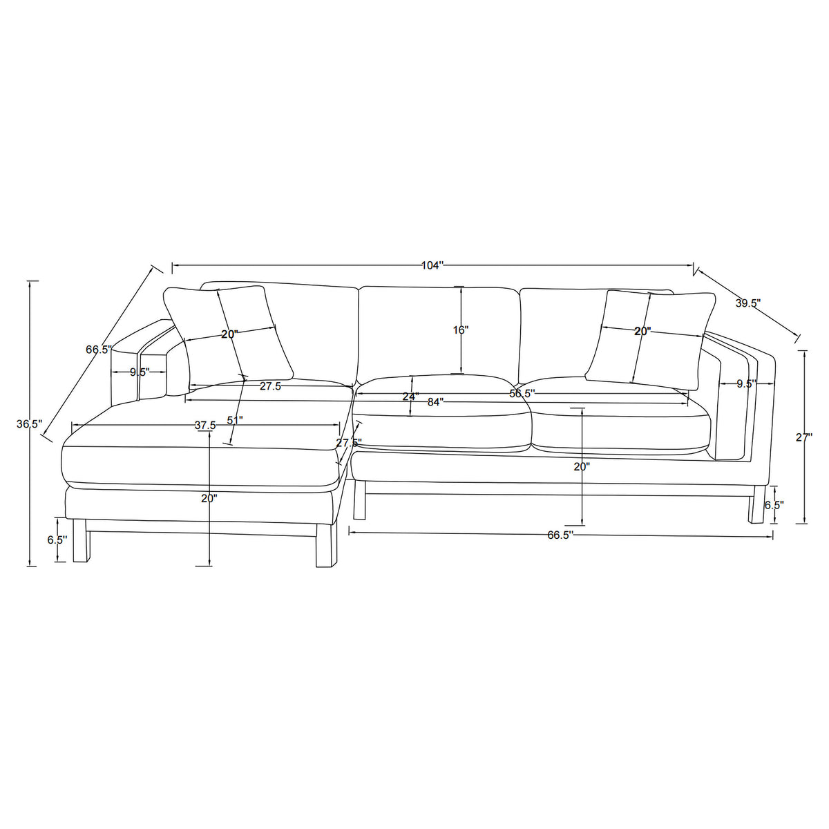 Coaster Geneva Sectional Sofa with Left-Side Chaise – Sand